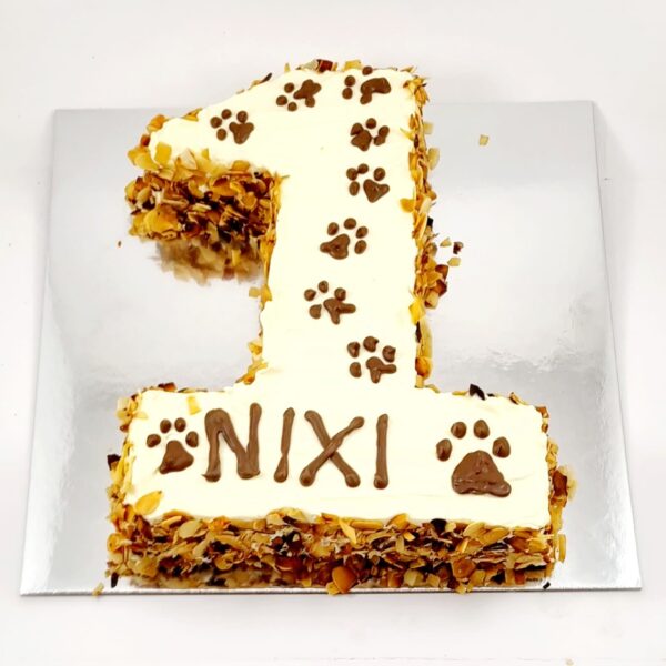 numeral one carob dog cake