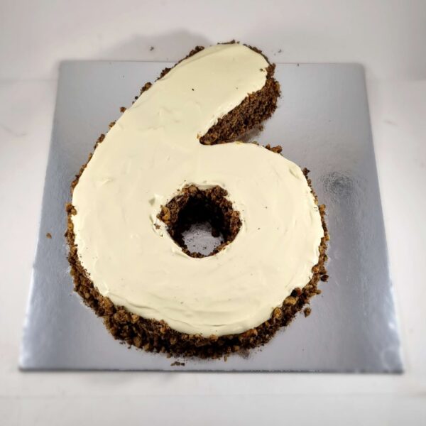 plain white icing numerical six carrot cake